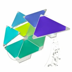 Applique murale Nanoleaf Rhythm Starter Kit 9 Panneaux LED Blanc, 1 lumière, Télécommandes, Changeur de couleurs