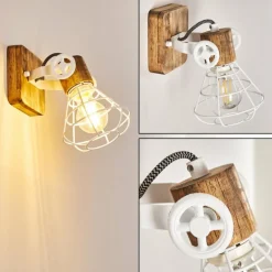 Applique murale Nifun Brun, Blanc, 1 lumière