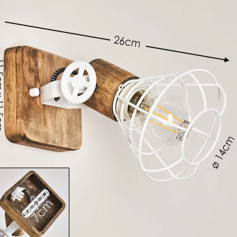 Applique murale Nifun Brun, Blanc, 1 lumière