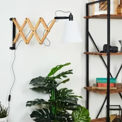 Applique murale Norfolk Bois clair, Noir, 1 lumière