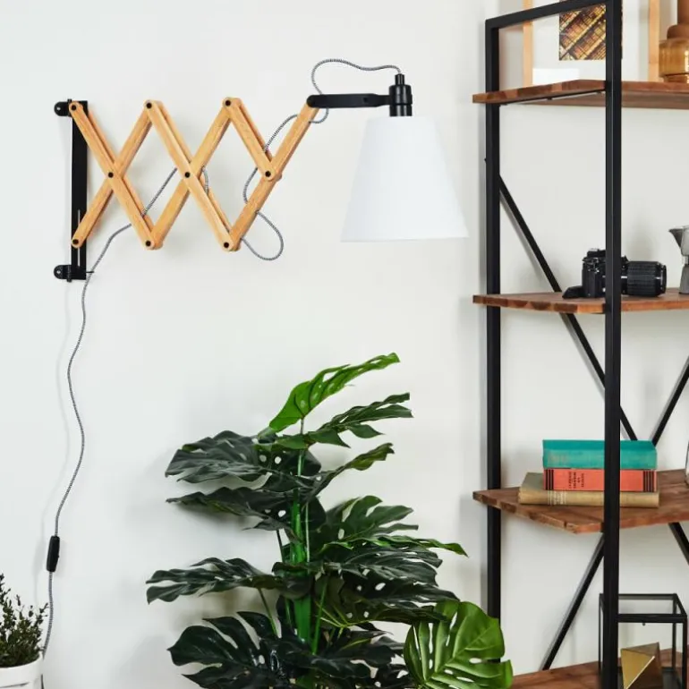 Applique murale Norfolk Bois clair, Noir, 1 lumière