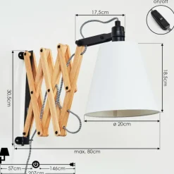 Applique murale Norfolk Bois clair, Noir, 1 lumière