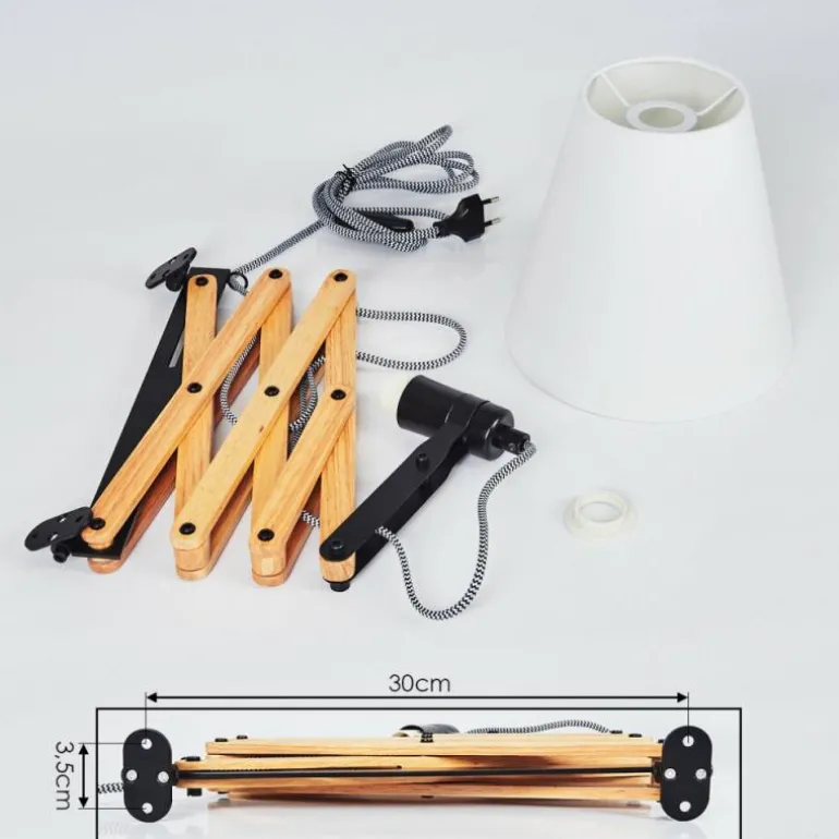 Applique murale Norfolk Bois clair, Noir, 1 lumière