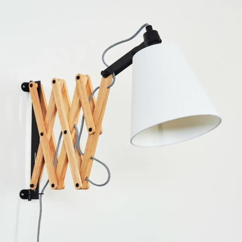 Applique murale Norfolk Bois clair, Noir, 1 lumière