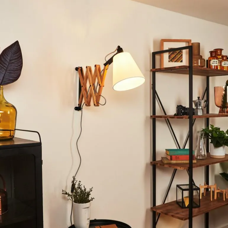 Applique murale Norfolk Bois clair, Noir, 1 lumière