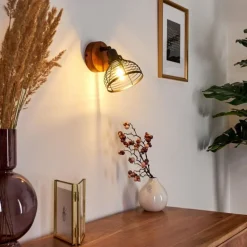 Applique murale Omna Bois foncé, Noir, 1 lumière