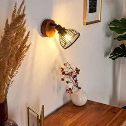 Applique murale Omna Bois foncé, Noir, 1 lumière