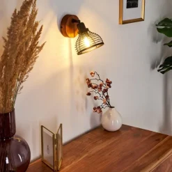 Applique murale Omna Bois foncé, Noir, 1 lumière