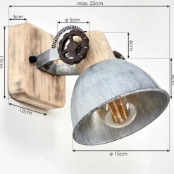 Applique murale Orny Bois clair, Argenté, 1 lumière