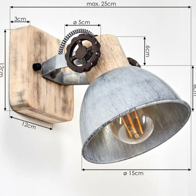 Applique murale Orny Bois clair, Argenté, 1 lumière