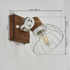 Applique murale Orny Bois foncé, Blanc, 1 lumière