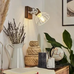 Applique murale Orny Bois foncé, Blanc, 1 lumière