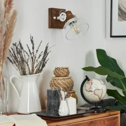 Applique murale Orny Bois foncé, Blanc, 1 lumière