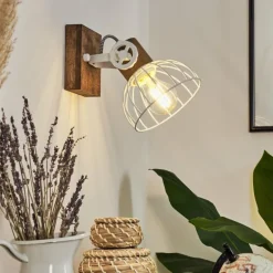 Applique murale Orny Bois foncé, Blanc, 1 lumière