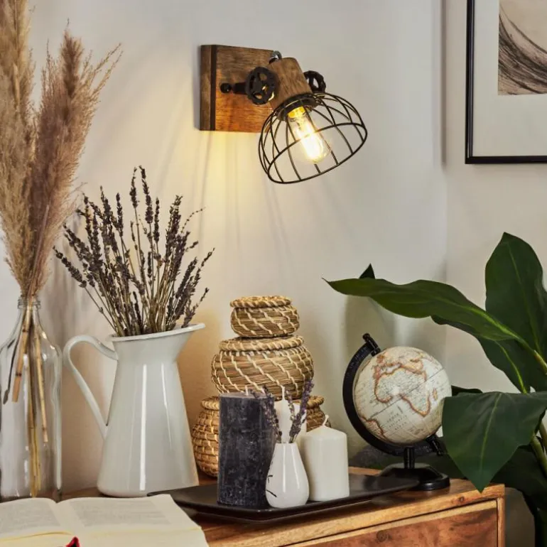 Applique murale Orny Bois foncé, Noir, 1 lumière