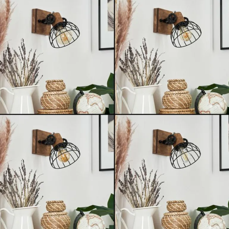 Applique murale Orny Bois foncé, Noir, 1 lumière