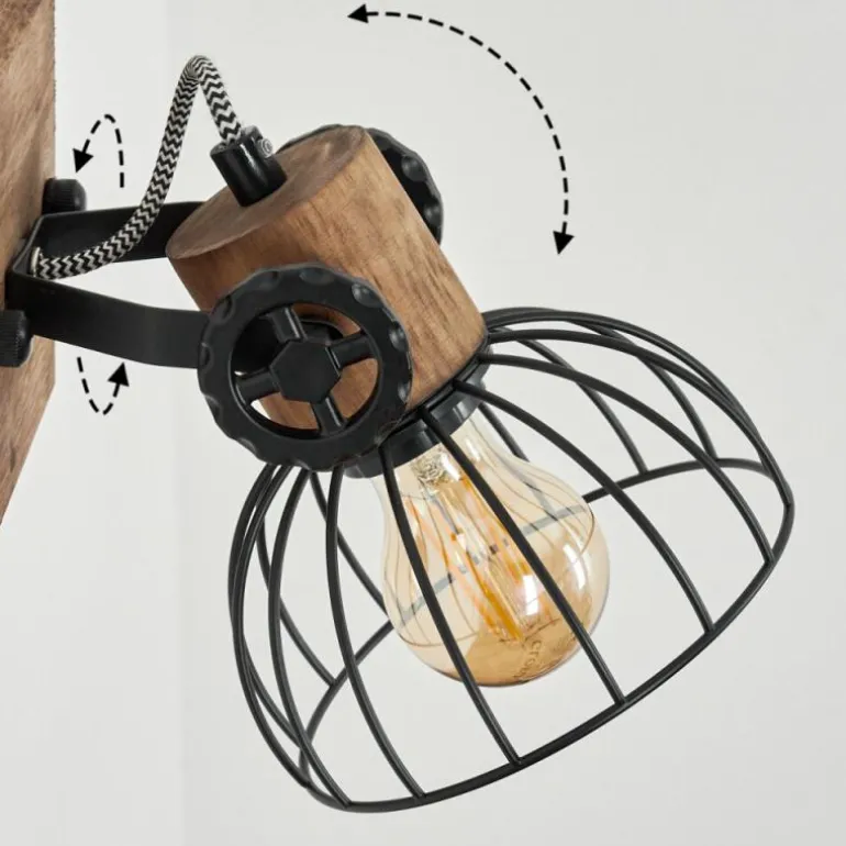 Applique murale Orny Bois foncé, Noir, 1 lumière