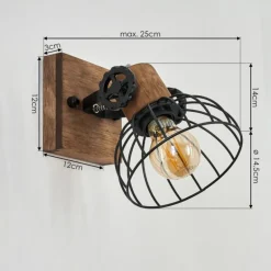 Applique murale Orny Bois foncé, Noir, 1 lumière