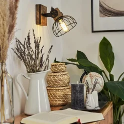 Applique murale Orny Bois foncé, Noir, 1 lumière