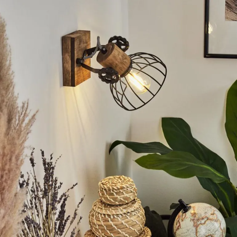 Applique murale Orny Bois foncé, Noir, 1 lumière