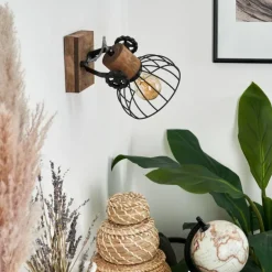 Applique murale Orny Bois foncé, Noir, 1 lumière