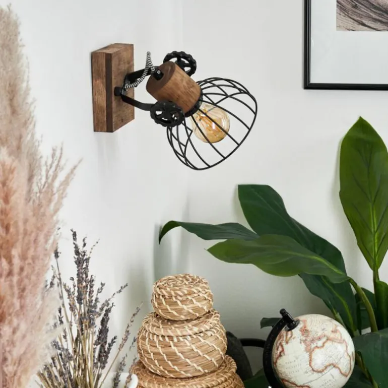 Applique murale Orny Bois foncé, Noir, 1 lumière