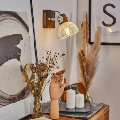 Applique murale Orny Brun, Blanc, 1 lumière