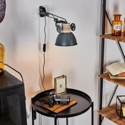 Applique murale Orny Gris, Bois clair, 1 lumière