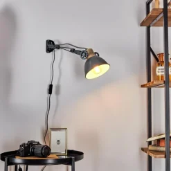 Applique murale Orny Gris, Bois clair, 1 lumière