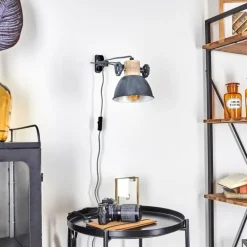 Applique murale Orny Gris, Bois clair, 1 lumière