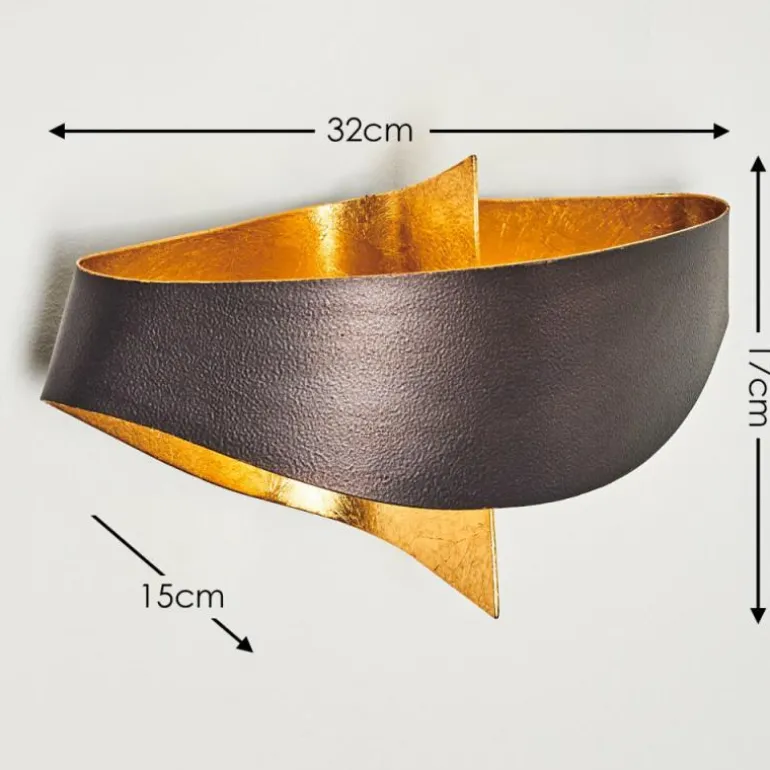 Applique murale Padua Brun doré, 2 lumières