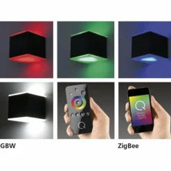 Applique murale Paul Neuhaus Q-AMIN LED Anthracite, 1 lumière, Télécommandes, Changeur de couleurs