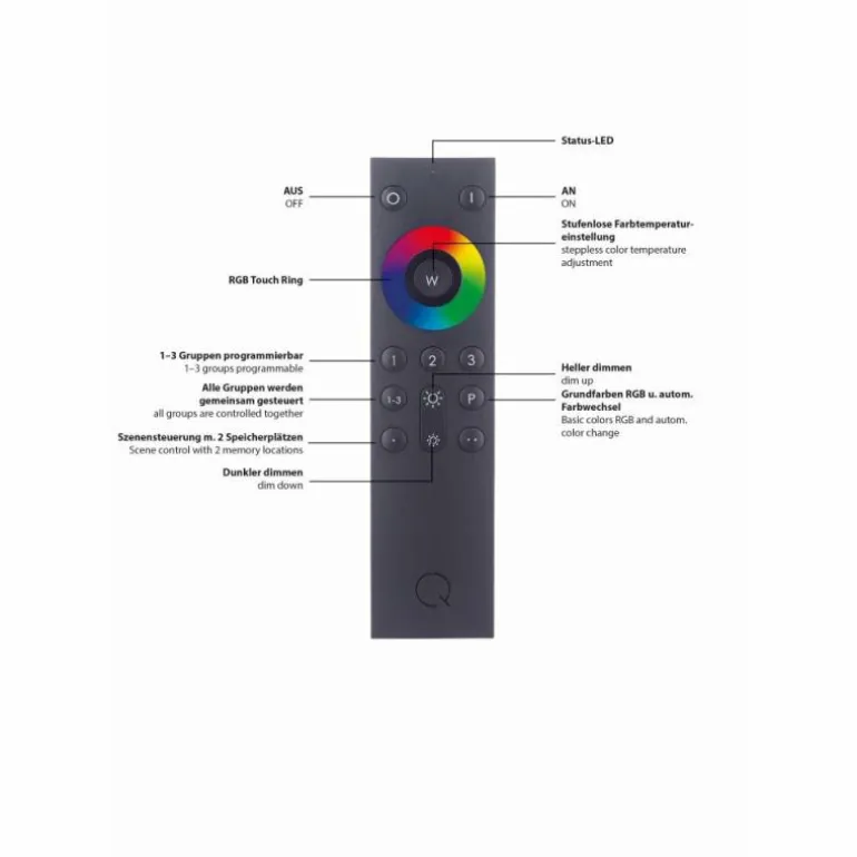 Applique murale Paul Neuhaus Neuhaus Q-TETRA MASTER LED Nickel mat, 1 lumière, Télécommandes, Changeur de couleurs