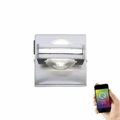 Applique Murale Paul Neuhaus Q-Fisheye LED Acier inoxydable, 2 lumières, Télécommandes, Changeur de couleurs