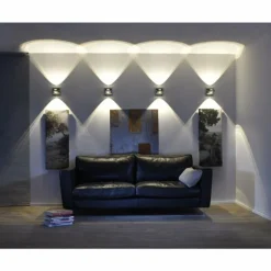 Applique Murale Paul Neuhaus Q-Fisheye LED Acier inoxydable, 2 lumières, Télécommandes, Changeur de couleurs