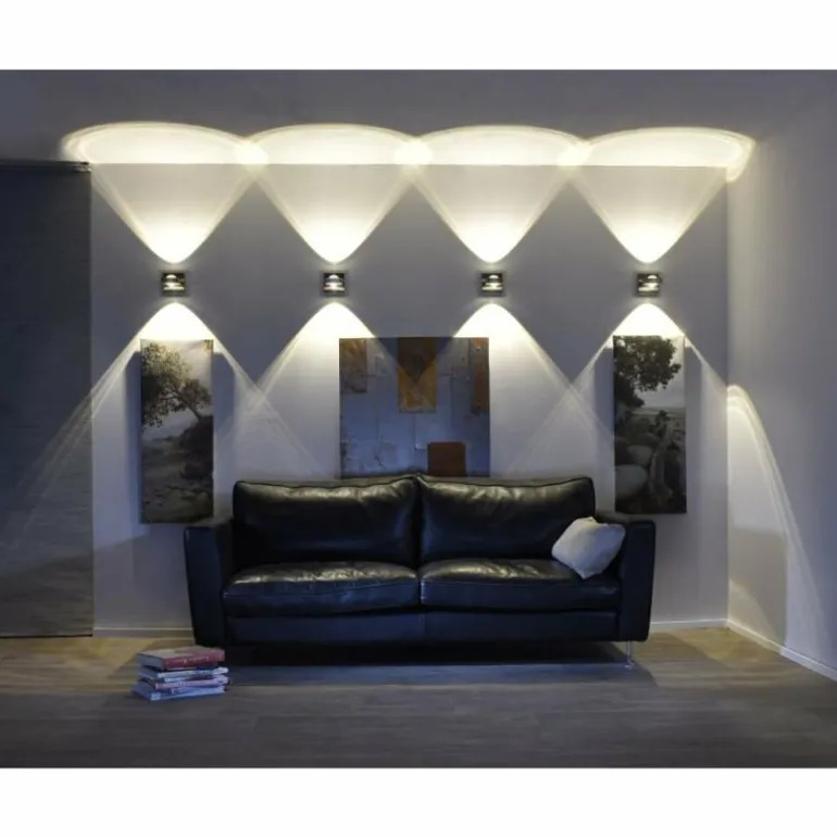 Applique Murale Paul Neuhaus Q-Fisheye LED Acier inoxydable, 2 lumières, Télécommandes, Changeur de couleurs