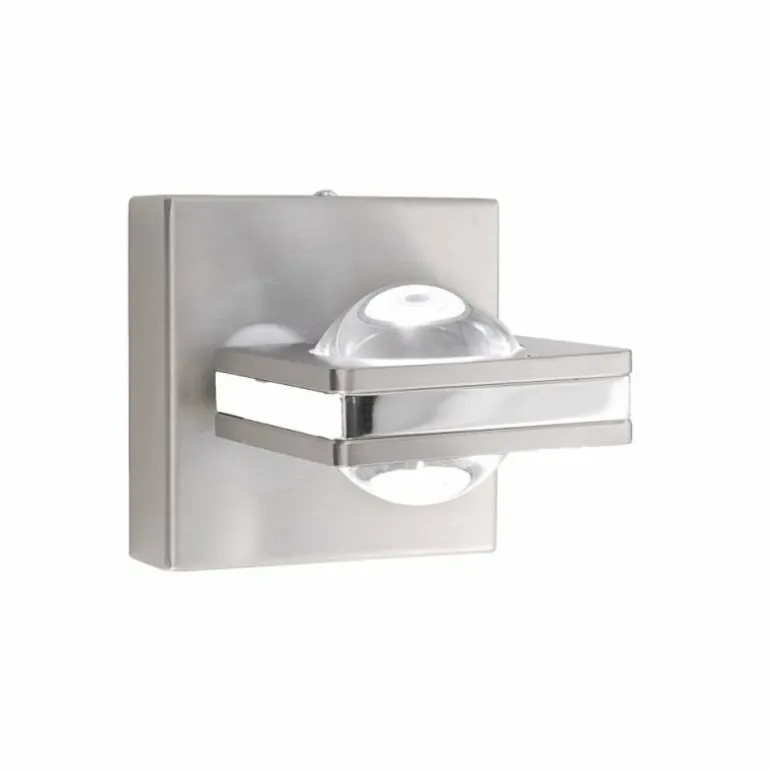 Applique Murale Paul Neuhaus Q-Fisheye LED Acier inoxydable, 2 lumières, Télécommandes, Changeur de couleurs