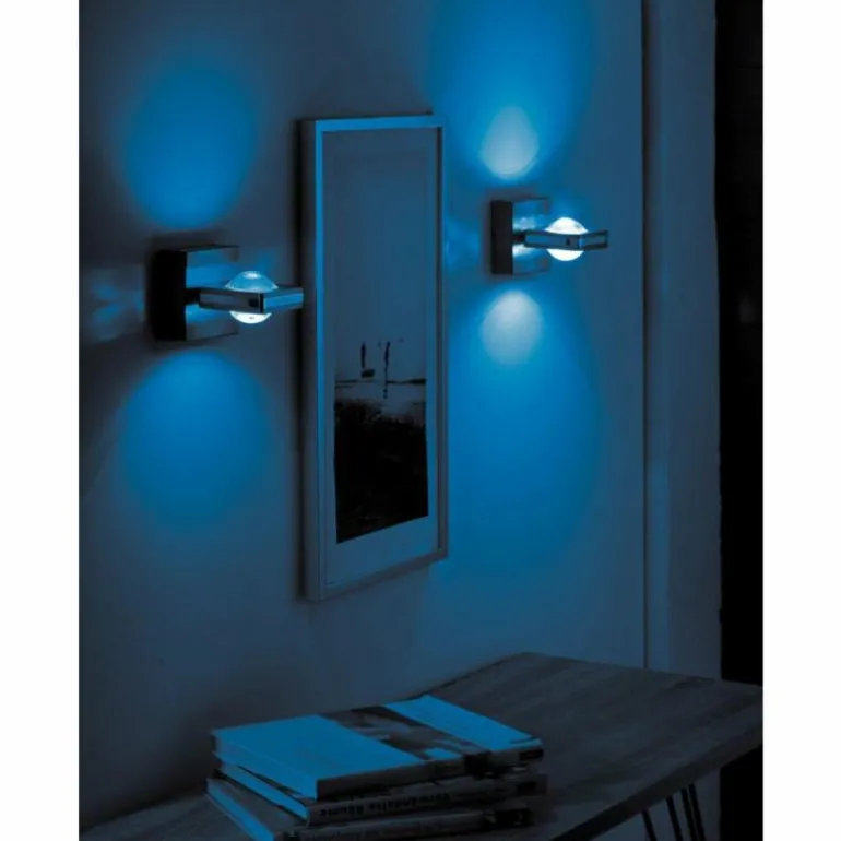 Applique Murale Paul Neuhaus Q-Fisheye LED Acier inoxydable, 2 lumières, Télécommandes, Changeur de couleurs