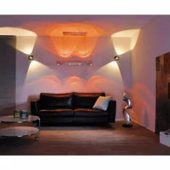 Applique Murale Paul Neuhaus Q-Fisheye LED Acier inoxydable, 2 lumières, Télécommandes, Changeur de couleurs