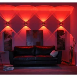 Applique Murale Paul Neuhaus Q-Fisheye LED Acier inoxydable, 2 lumières, Télécommandes, Changeur de couleurs