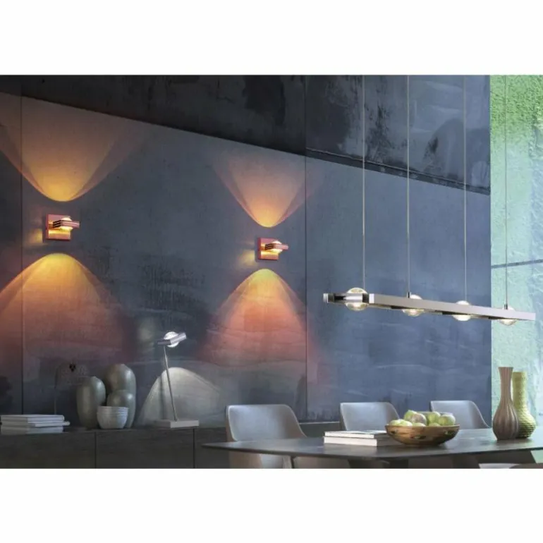 Applique Murale Paul Neuhaus Q-Fisheye LED Acier inoxydable, 2 lumières, Télécommandes, Changeur de couleurs