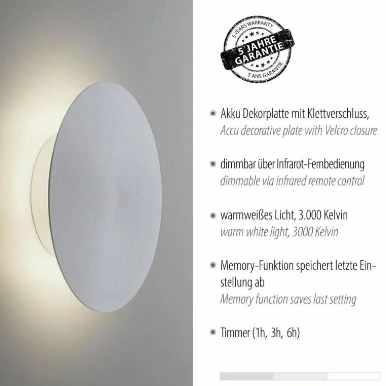 Applique murale Paul Neuhaus AKKU PUNTUA LED Blanc, 1 lumière, Télécommandes