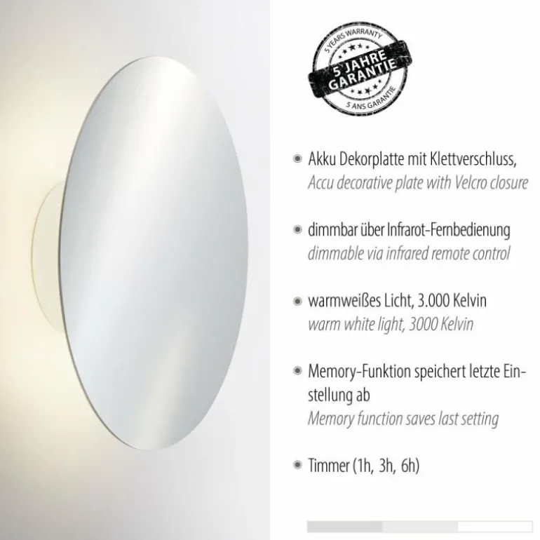 Applique murale Paul Neuhaus AKKU PUNTUA LED Blanc, 1 lumière, Télécommandes