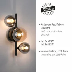 Applique murale Paul-Neuhaus POPSICLE LED Noir, 3 lumières