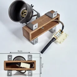 Applique murale Pehefito Gris, Bois foncé, Noir, 1 lumière