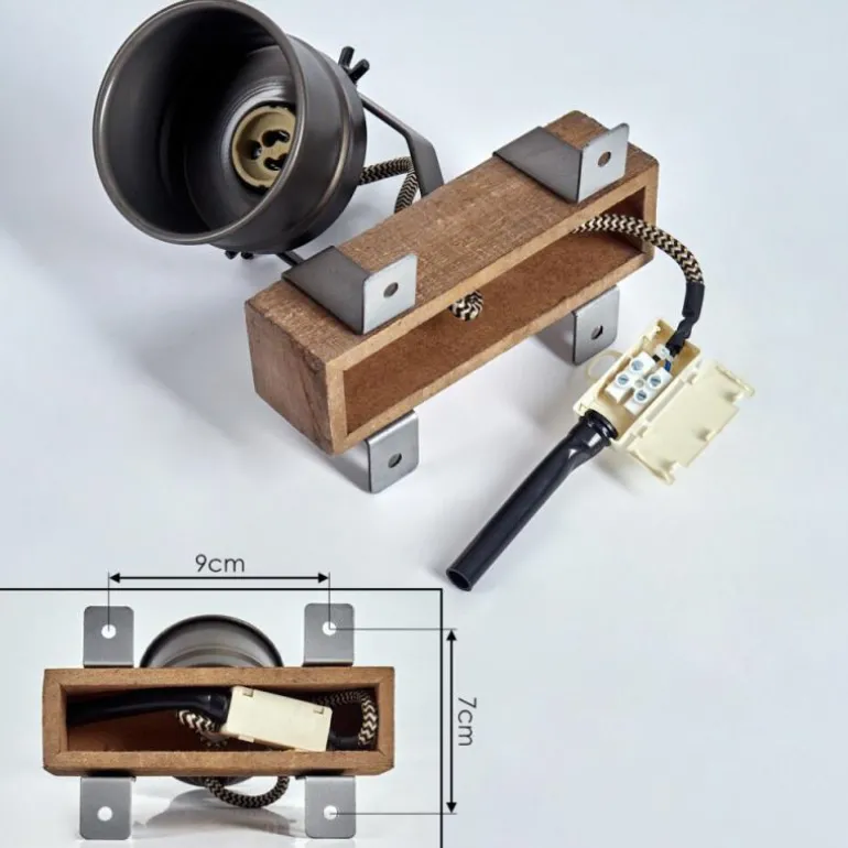 Applique murale Pehefito Gris, Bois foncé, Noir, 1 lumière