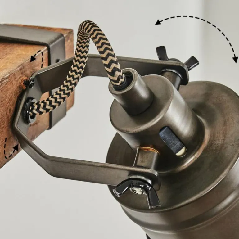 Applique murale Pehefito Gris, Bois foncé, Noir, 1 lumière