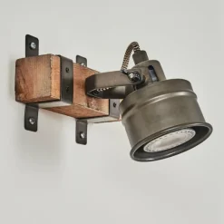 Applique murale Pehefito Gris, Bois foncé, Noir, 1 lumière