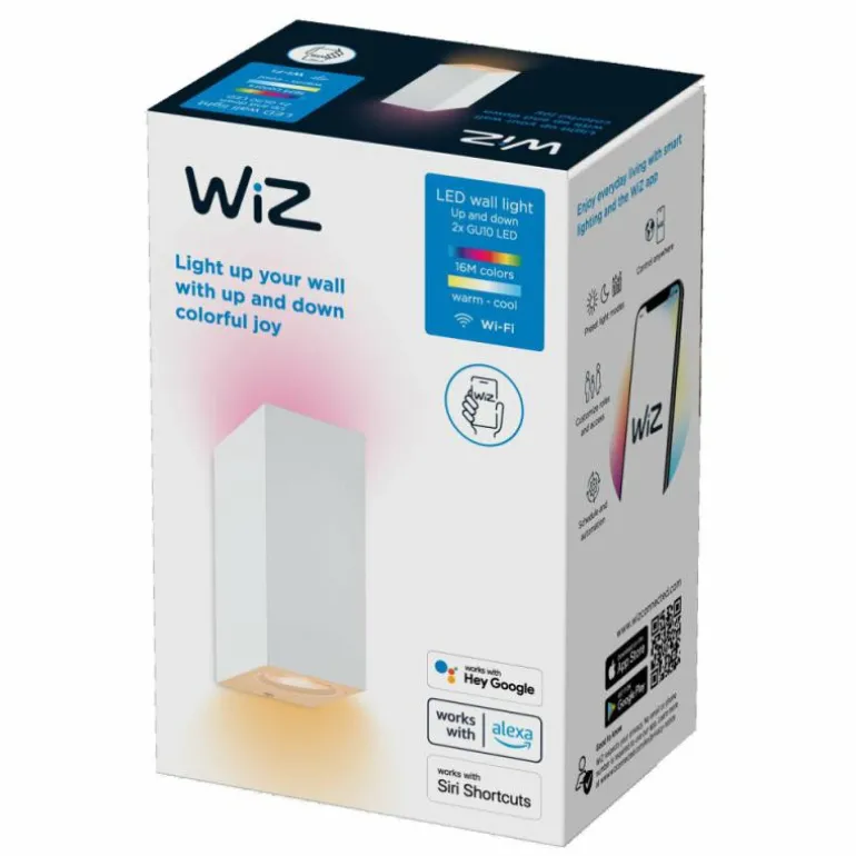 Applique murale Philips WiZ Up&Down LED Blanc, 2 lumières, Changeur de couleurs