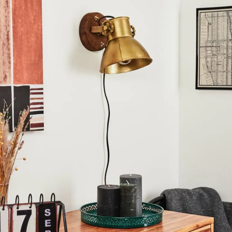 Applique murale Porcia Bois foncé, 1 lumière